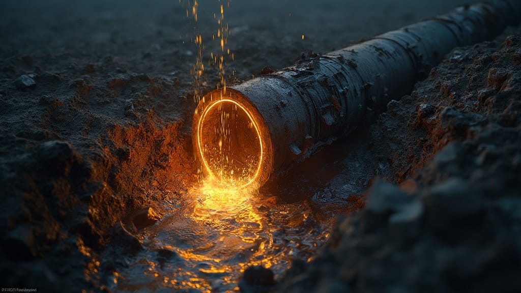 Subterranean bore intersects a pressurized main